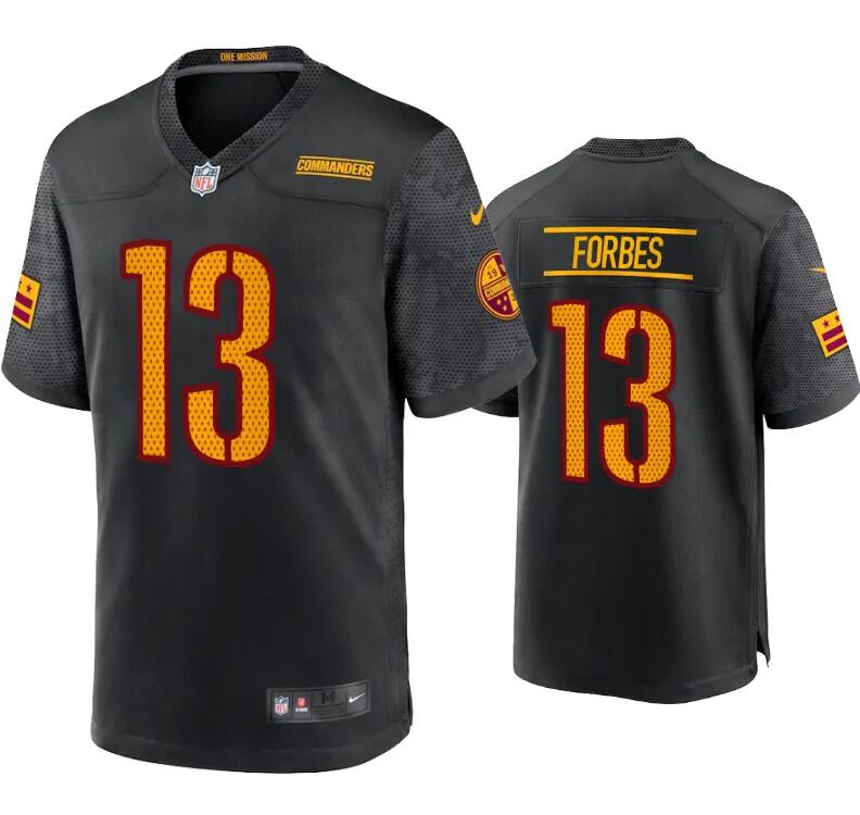 Men's Washington Commanders #13 Emmanuel Forbes Black Stitched Game Jersey Men's Washington Commanders #13 Emmanuel Forbes Black Stitched Game Jersey